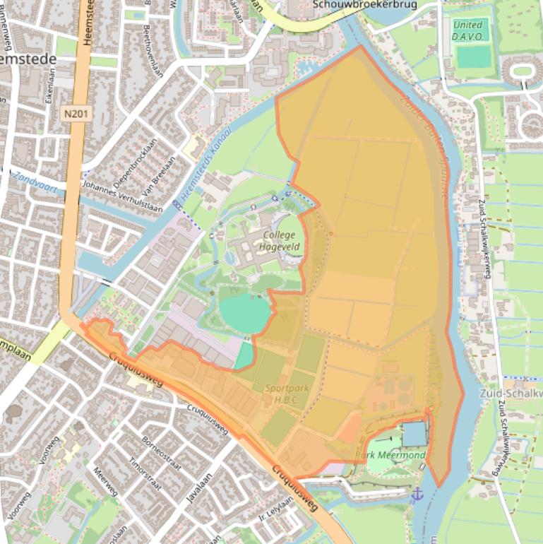 Kaart van postcodegebied 2102LS.