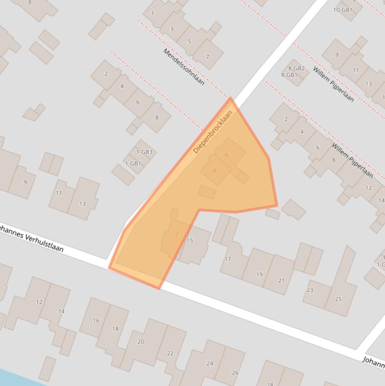 Kaart van postcodegebied 2102XG.