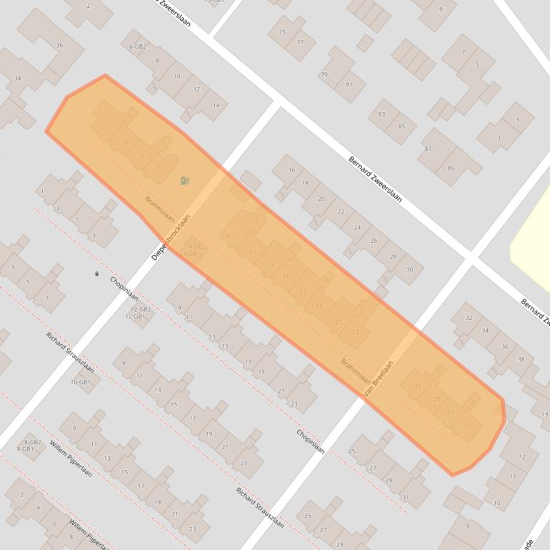 Kaart van postcodegebied 2102XJ.