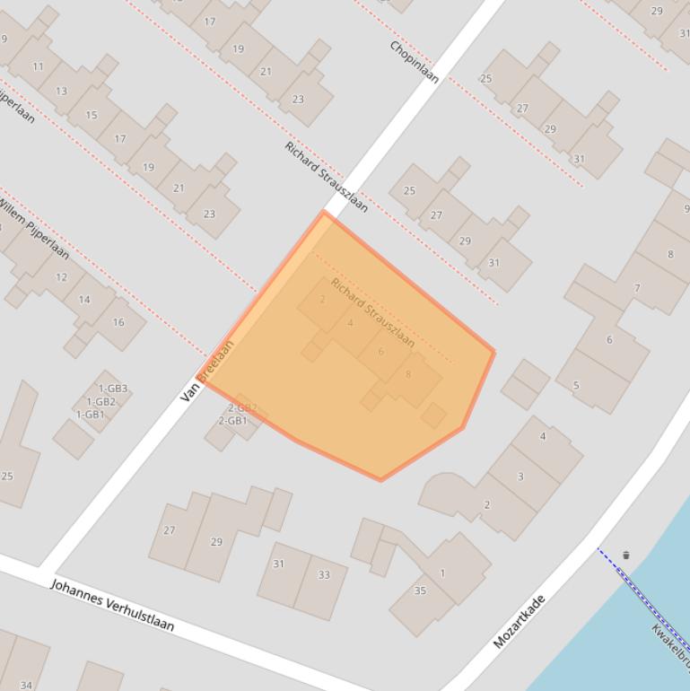 Kaart van postcodegebied 2102XM.