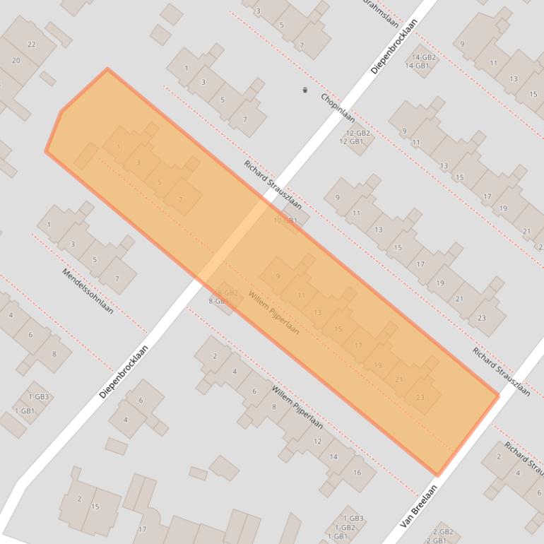 Kaart van postcodegebied 2102XN.