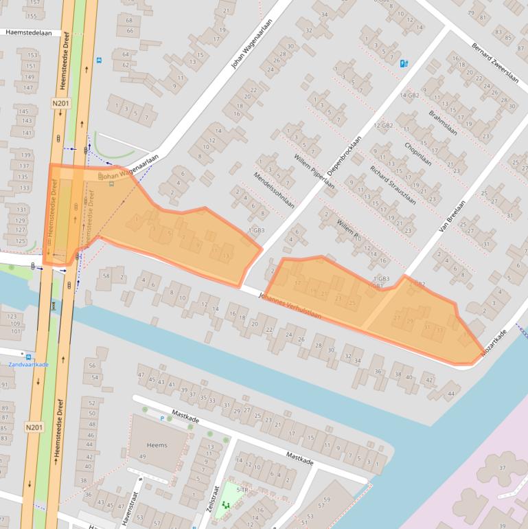 Kaart van postcodegebied 2102XS.