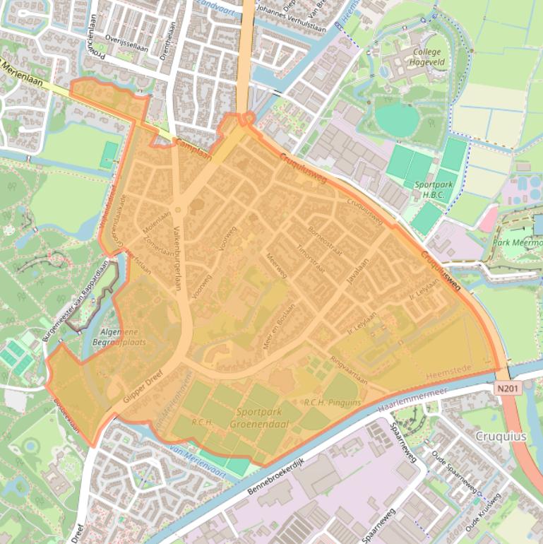 Kaart van postcodegebied 2103.