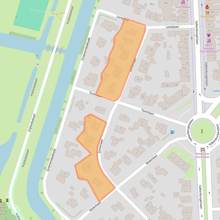 Kaart van postcodegebied 2103AH.