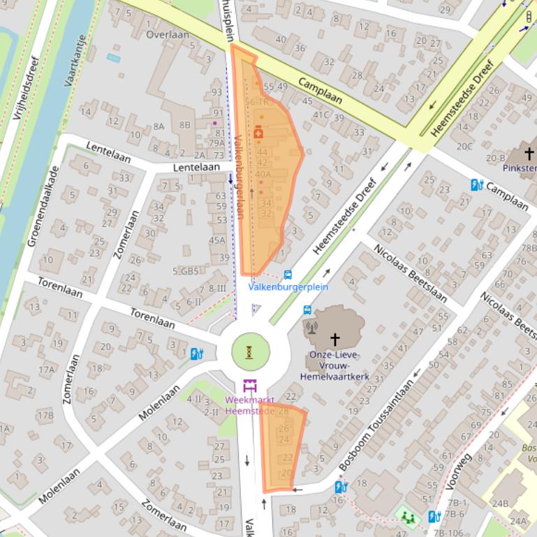 Kaart van postcodegebied 2103AP.