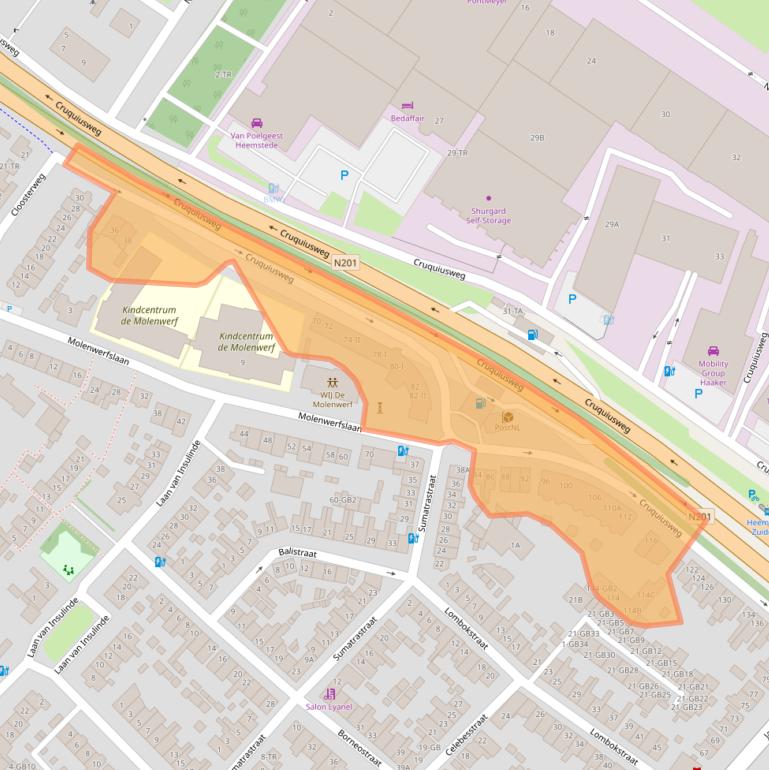 Kaart van postcodegebied 2103LT.