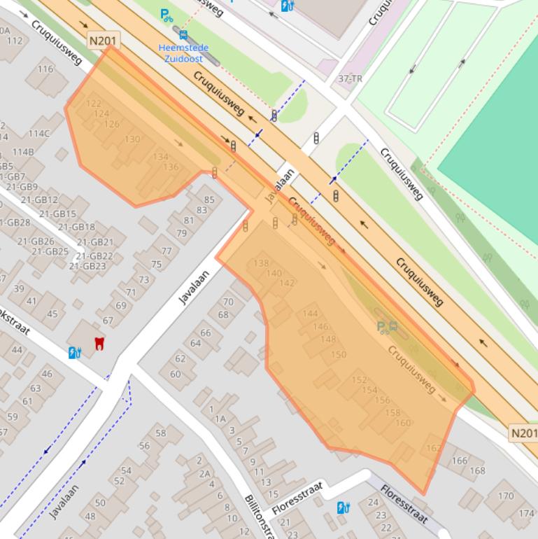 Kaart van postcodegebied 2103LV.