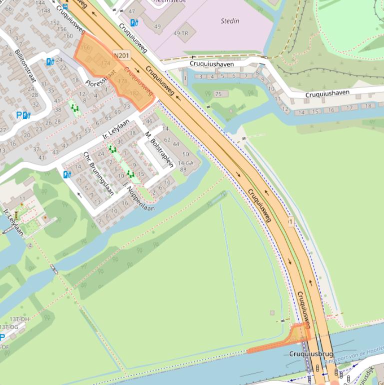 Kaart van postcodegebied 2103LW.