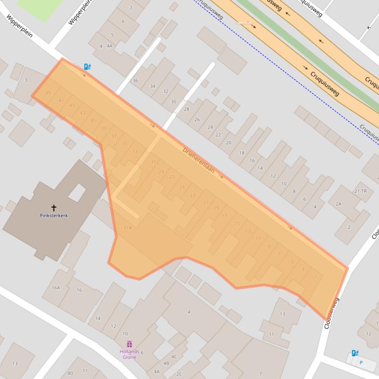 Kaart van postcodegebied 2103SB.