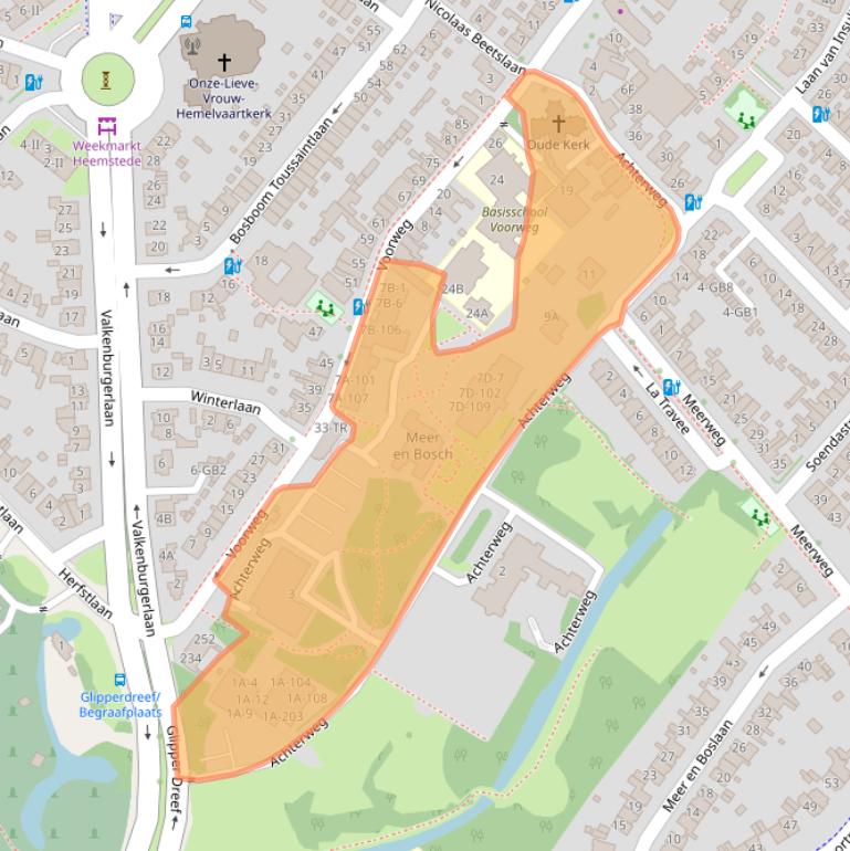 Kaart van postcodegebied 2103SW.