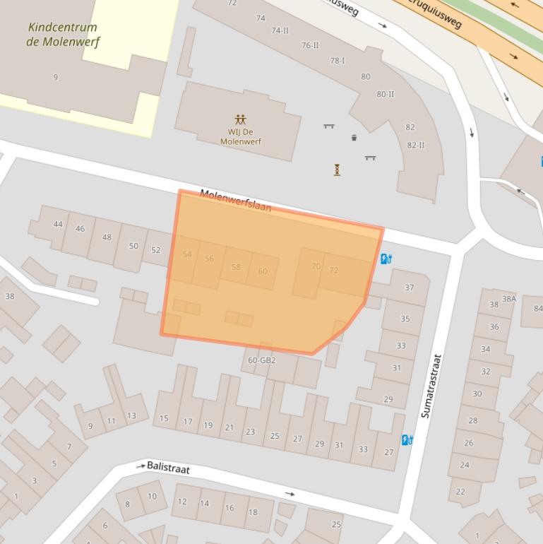 Kaart van postcodegebied 2103TE.