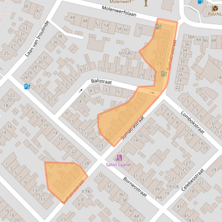 Kaart van postcodegebied 2103TG.