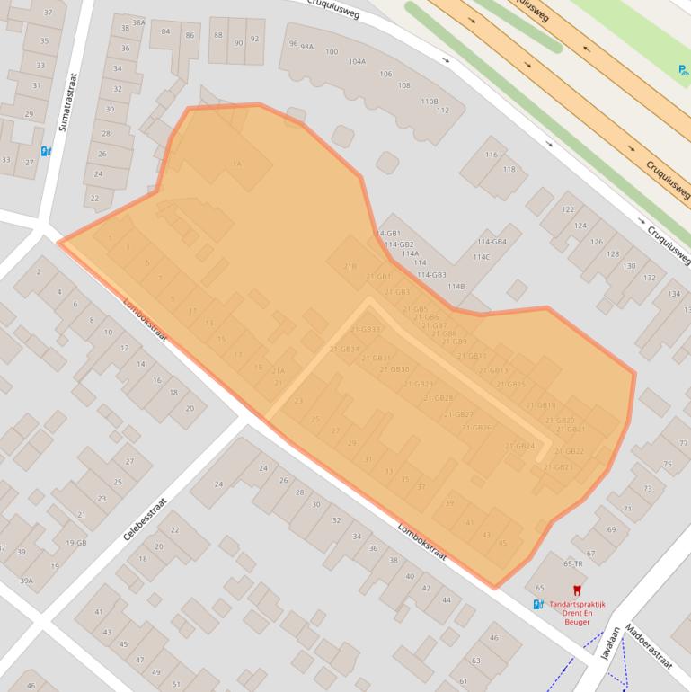 Kaart van postcodegebied 2103TK.