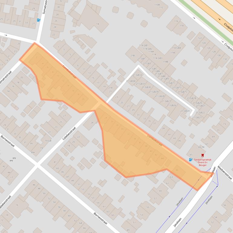 Kaart van postcodegebied 2103TL.