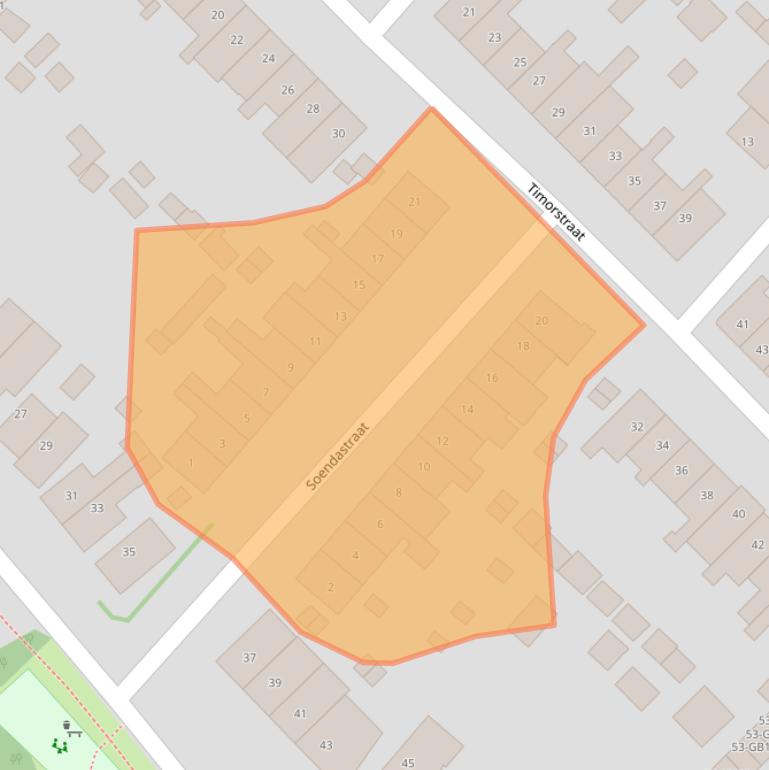 Kaart van postcodegebied 2103TZ.