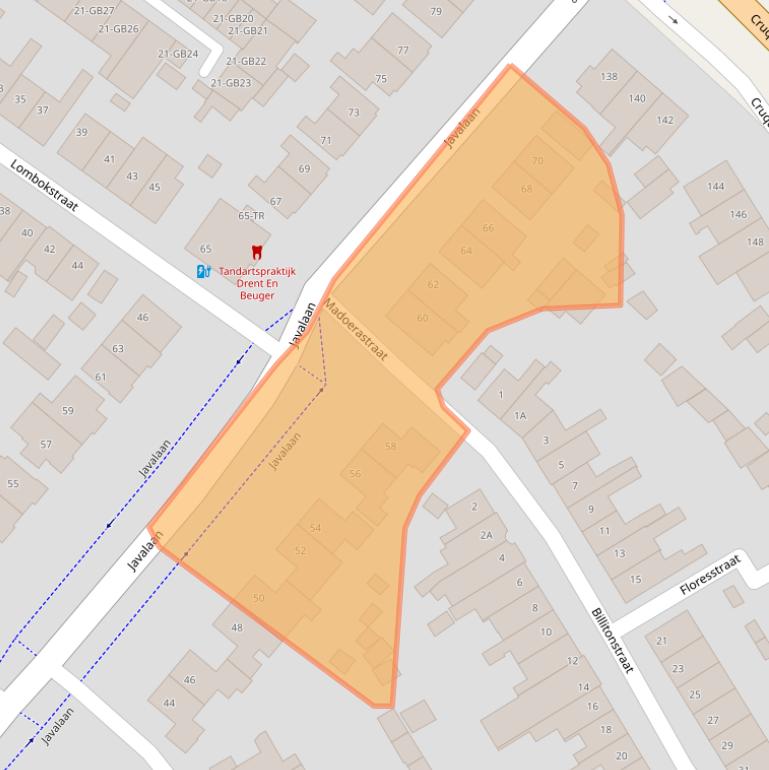 Kaart van postcodegebied 2103VL.