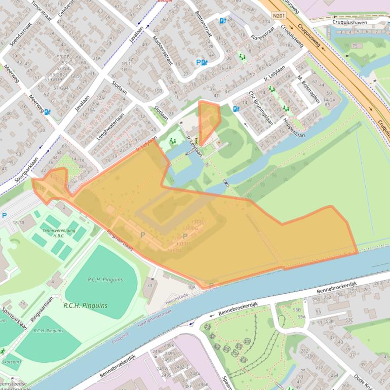 Kaart van postcodegebied 2103XV.