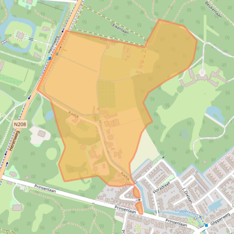Kaart van postcodegebied 2104AA.