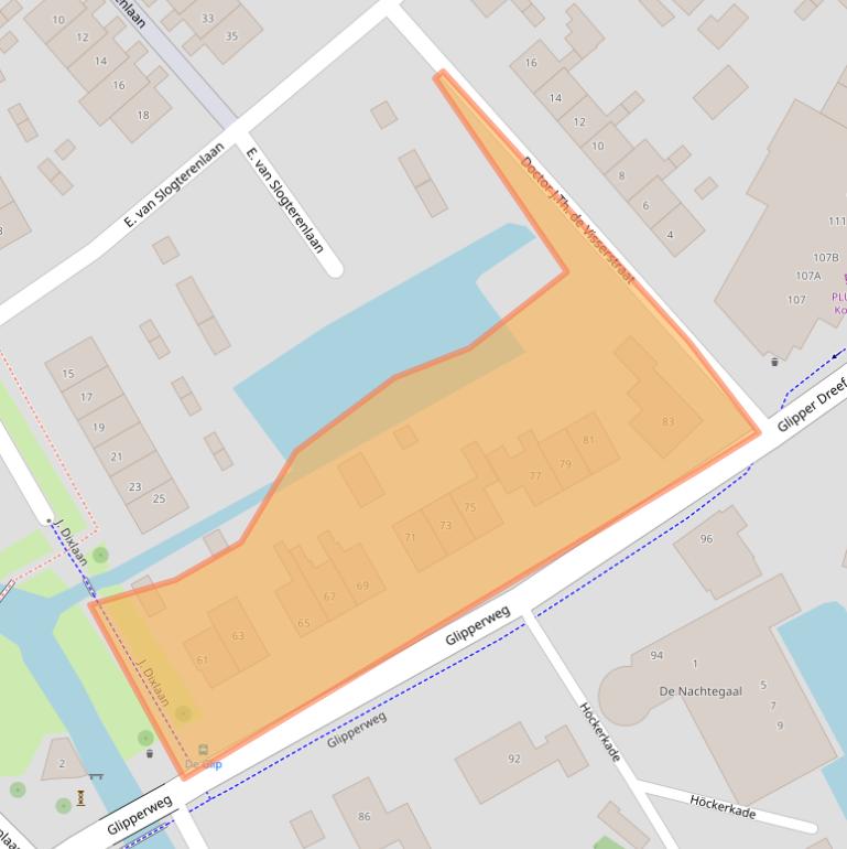 Kaart van postcodegebied 2104AJ.