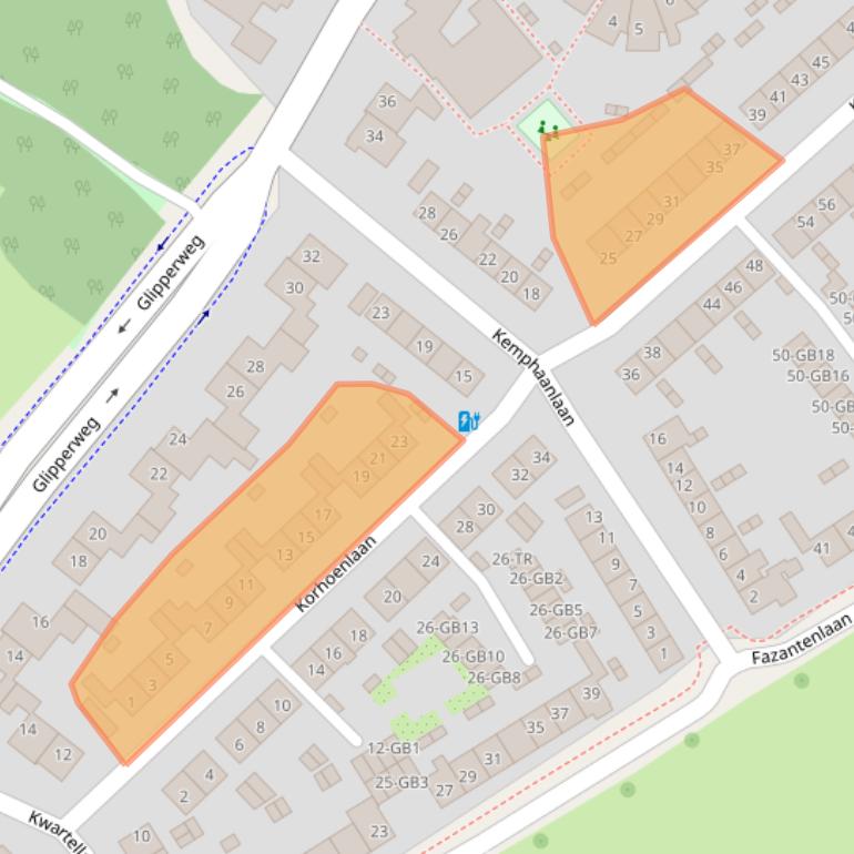 Kaart van postcodegebied 2104BE.