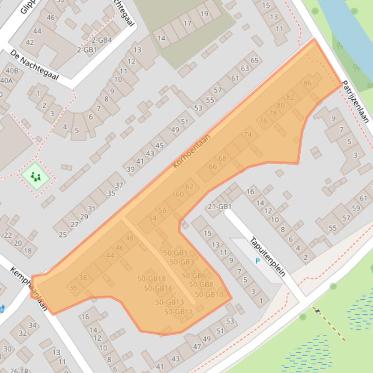 Kaart van postcodegebied 2104BJ.