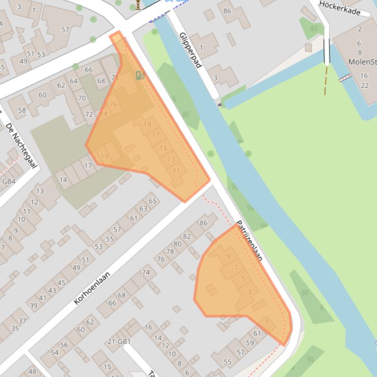 Kaart van postcodegebied 2104BM.