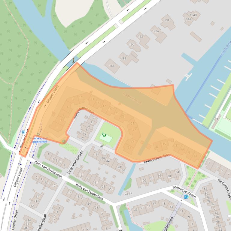 Kaart van postcodegebied 2104SC.