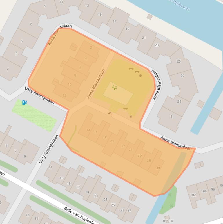 Kaart van postcodegebied 2104SE.