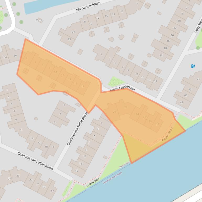 Kaart van postcodegebied 2104SM.