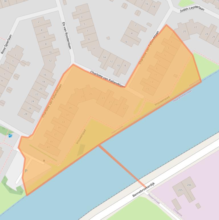 Kaart van postcodegebied 2104SN.