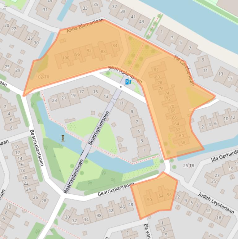 Kaart van postcodegebied 2104SV.