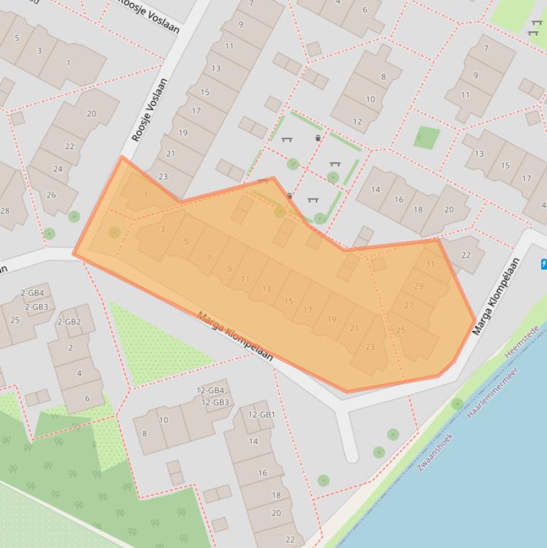 Kaart van postcodegebied 2104TB.
