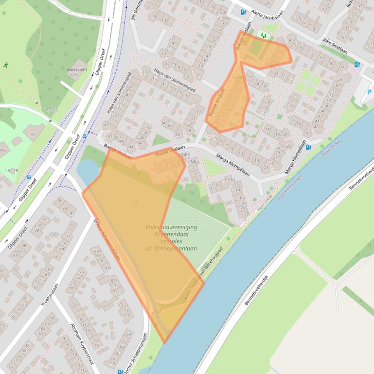 Kaart van postcodegebied 2104TH.