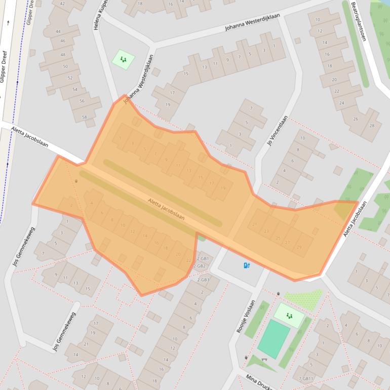 Kaart van postcodegebied 2104TN.