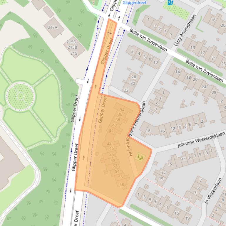 Kaart van postcodegebied 2104TS.