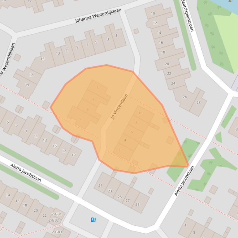 Kaart van postcodegebied 2104TV.