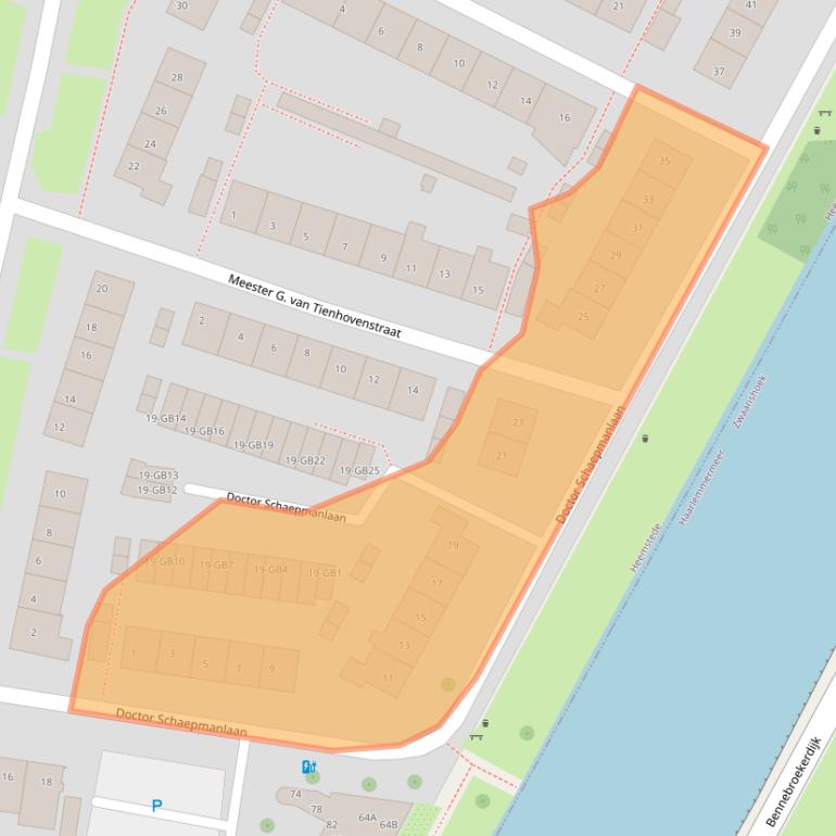 Kaart van postcodegebied 2104VA.