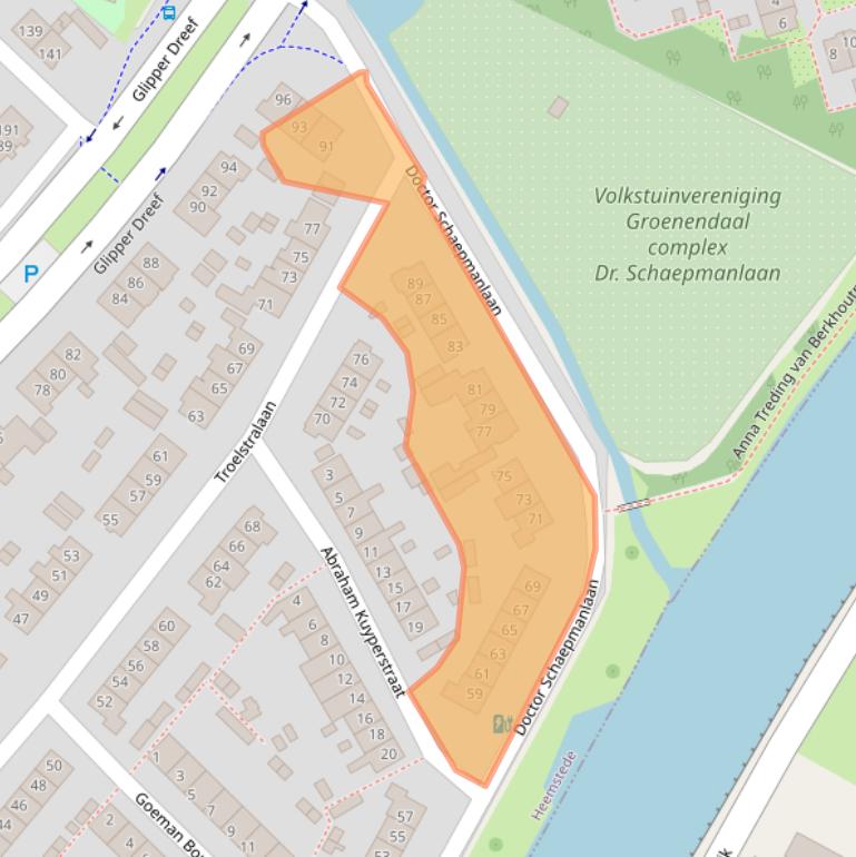 Kaart van postcodegebied 2104VC.