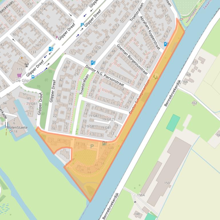 Kaart van postcodegebied 2104VD.