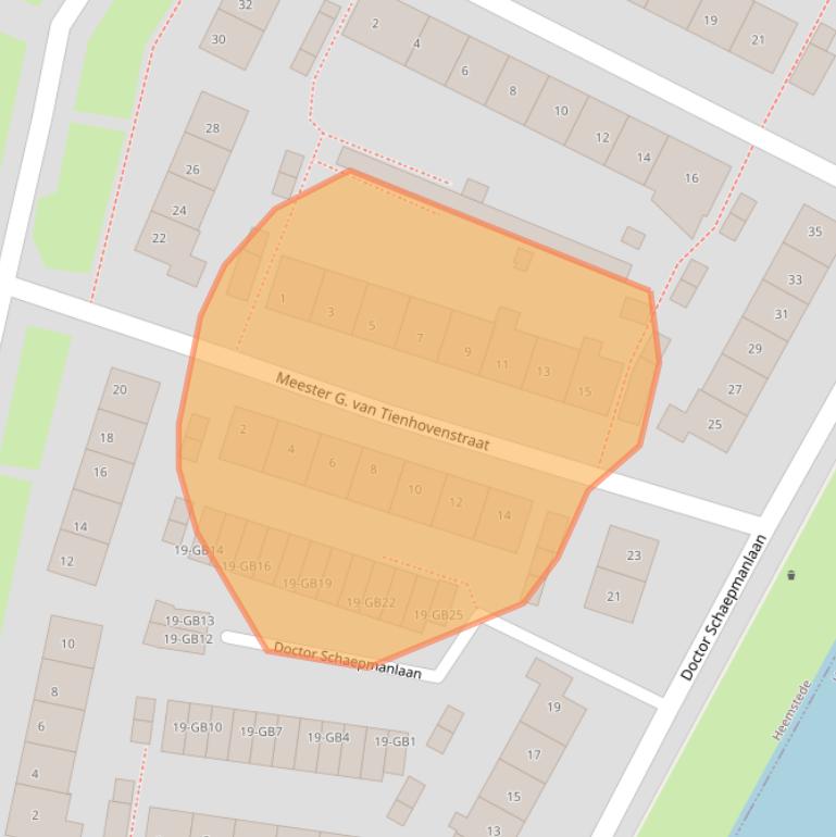 Kaart van postcodegebied 2104VE.