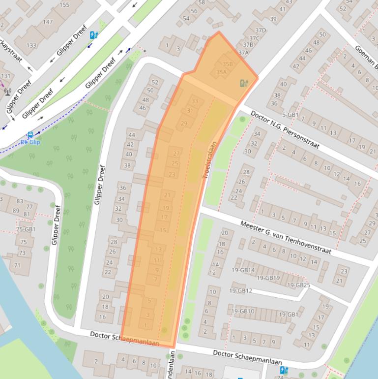 Kaart van postcodegebied 2104VM.