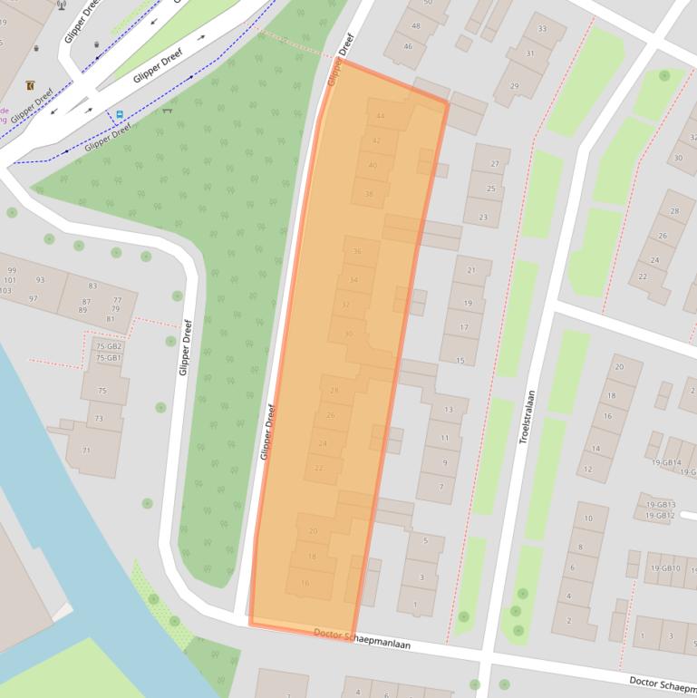 Kaart van postcodegebied 2104WJ.