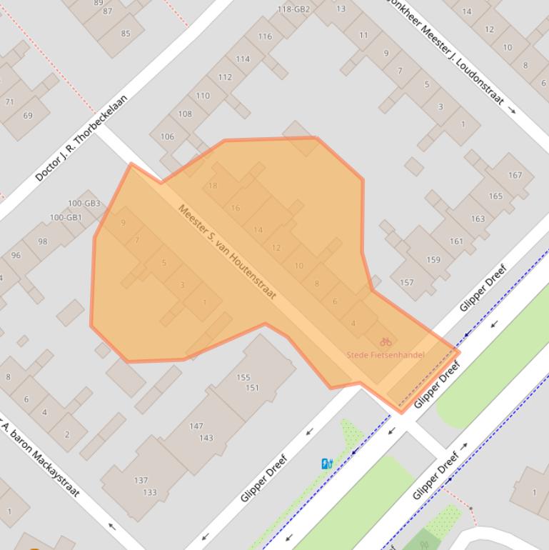 Kaart van postcodegebied 2104XC.