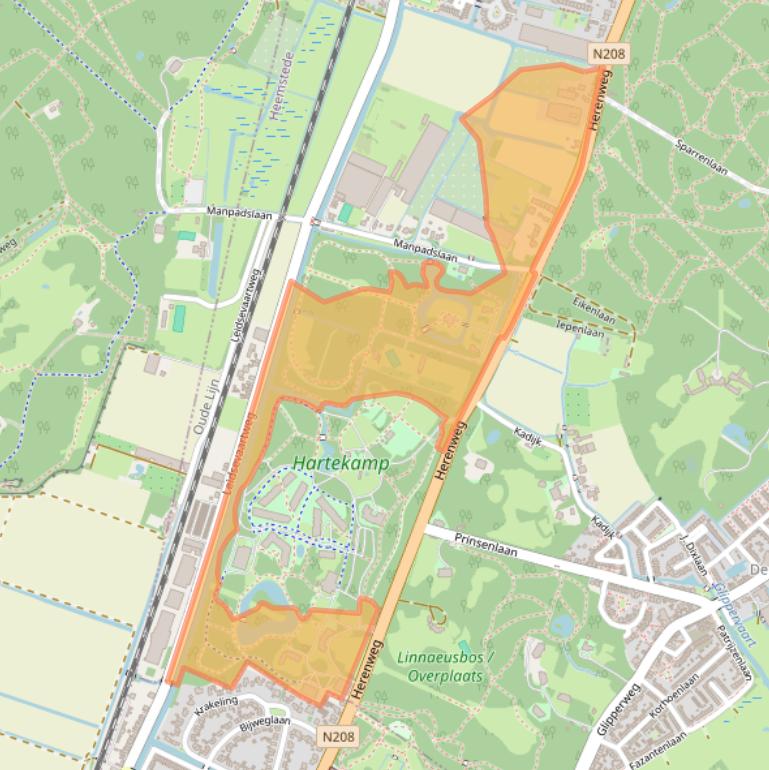 Kaart van postcodegebied 2105MB.