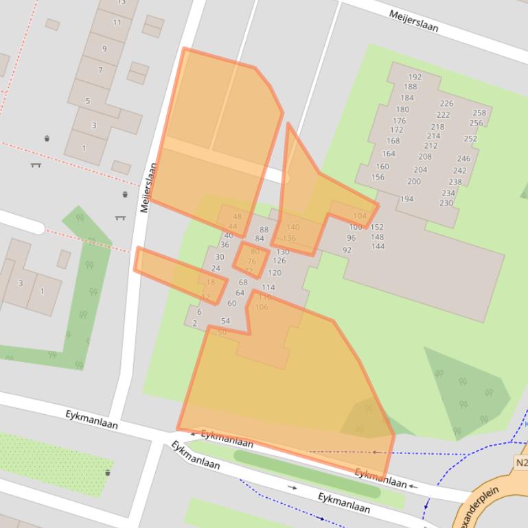 Kaart van postcodegebied 2105PC.