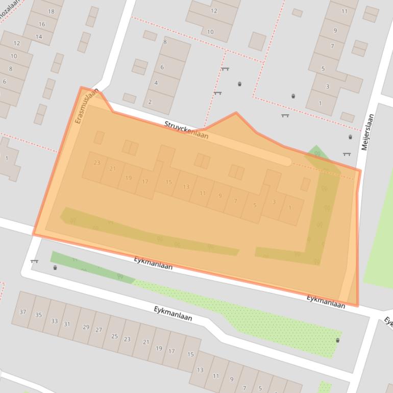 Kaart van postcodegebied 2105RB.