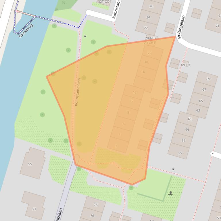 Kaart van postcodegebied 2105SC.