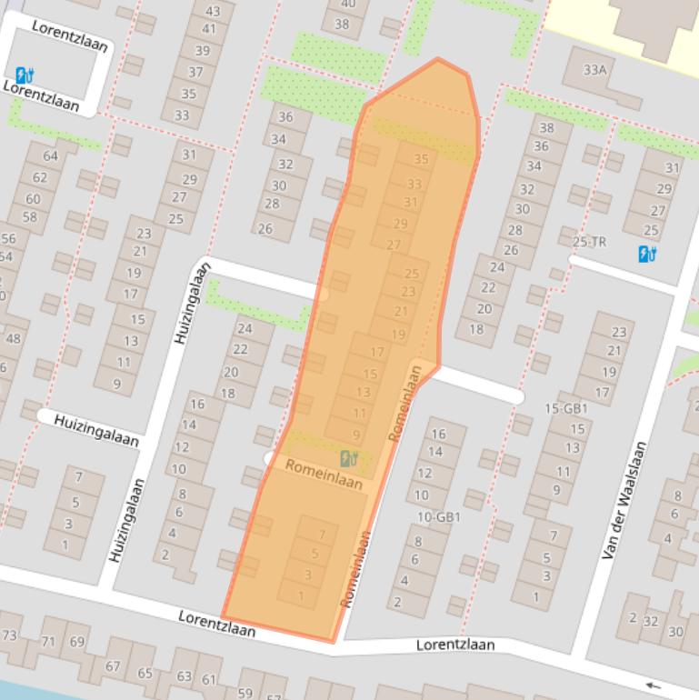 Kaart van postcodegebied 2105SN.