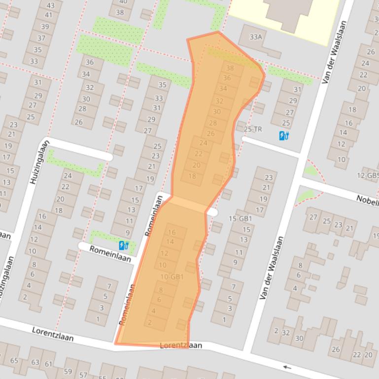Kaart van postcodegebied 2105SR.