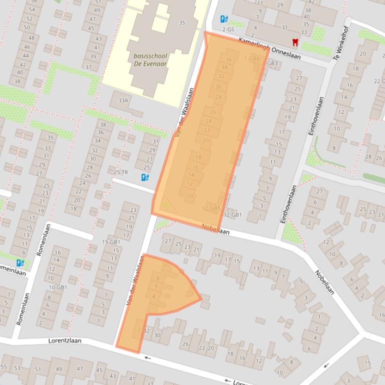 Kaart van postcodegebied 2105TD.